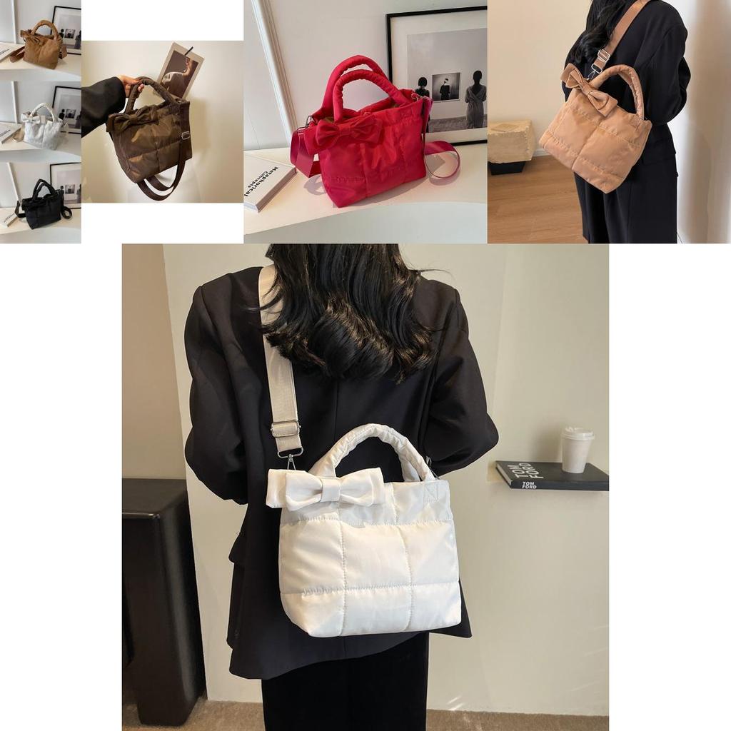 Trendy Soft Nylon Bucket Bag With Zipper Closure And Inner Pocket For Everyday Use