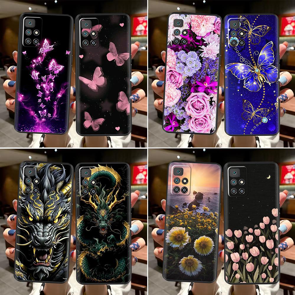 For Redmi 10 Case redmi10 Flowers Soft Phone Shell For Xiaomi Redmi 10 4G Cover For Redmi 10 Prime Cute Butterfly Cartoon Cases