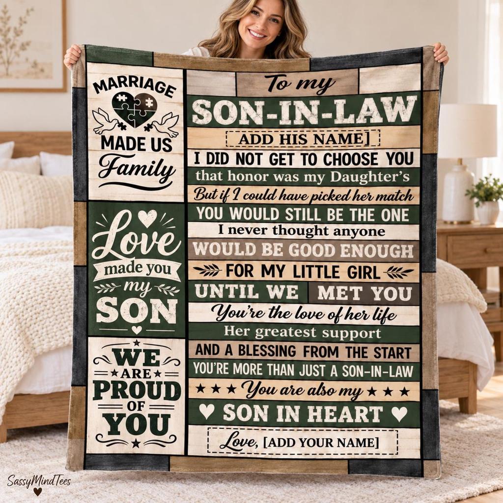 Personalized Son in Law Blanket, Gift for Son in Law from Mother in Law, Wedding Gift, Birthday Christmas Gift, Fleece Throw
