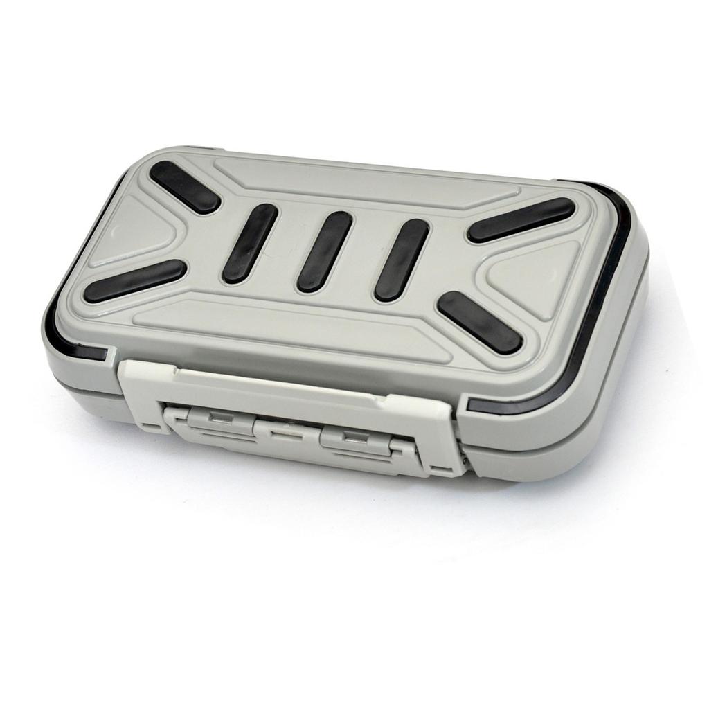 Waterproof Fishing Tackle Box Impact Resistant Compartment Adjustable for Fishing Hook Lure Medicine Pill Grey