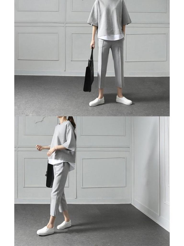Spring 2024 Women's Two-Piece Slit Top & Cropped Pants Casual Set