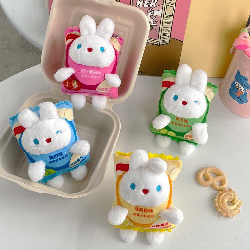 New Cute Cute Rabbit Keychain Creative Snacks Small Doll Pendant Couple Bag Hanging Decoration