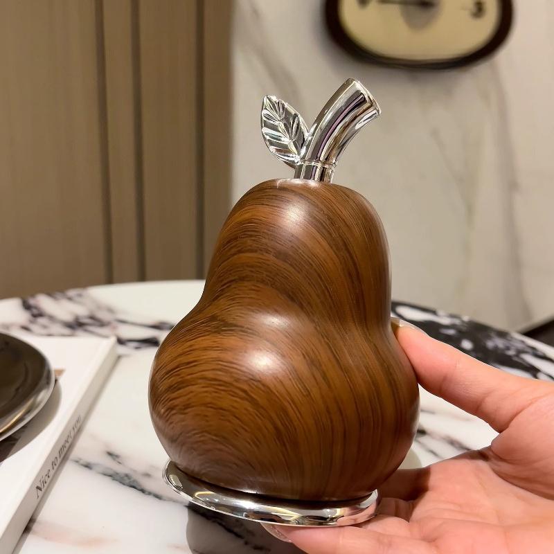 Pear-shaped Wood Grain Toothpick Box Dust-proof Moisture-proof Easy Access for Toothpick Storage Home Table Decoration Gifts