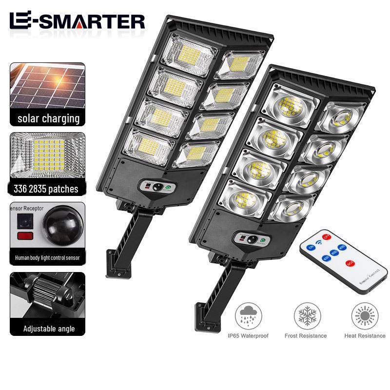 Zweireihige Solar-LED-Straßenleuchte für den Außenbereich mit Bewegungsmelder