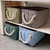Thickened Foldable Linen Storage Basket with Handle for Cosmetics and Sundries