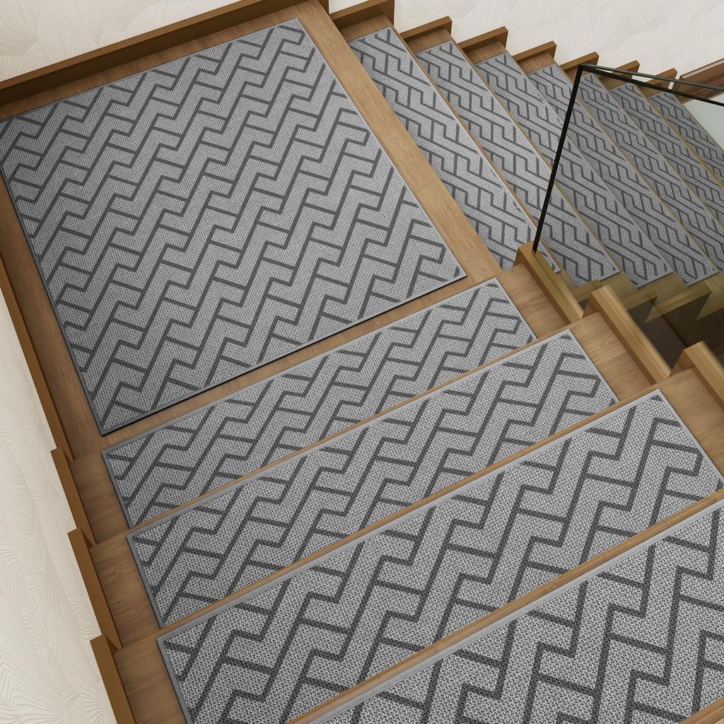 Linen Stair Treads, Non-Slip Stair Mats with Rubber Backing, Absorbent Dirt-Resistant Wear-Resistant Soundproofing Carpet