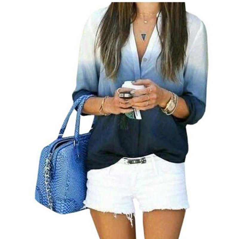 

Рубашка с воротником-стойкой и градиентными длинными рукавами Водолазка с градиентными длинными рукавами A S