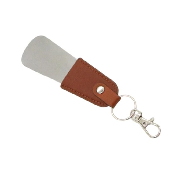 Lightweight Stainless Steel Shoe Horn Assistance Tool Portable Design Leather Strap Keychain For Elderly Children Use