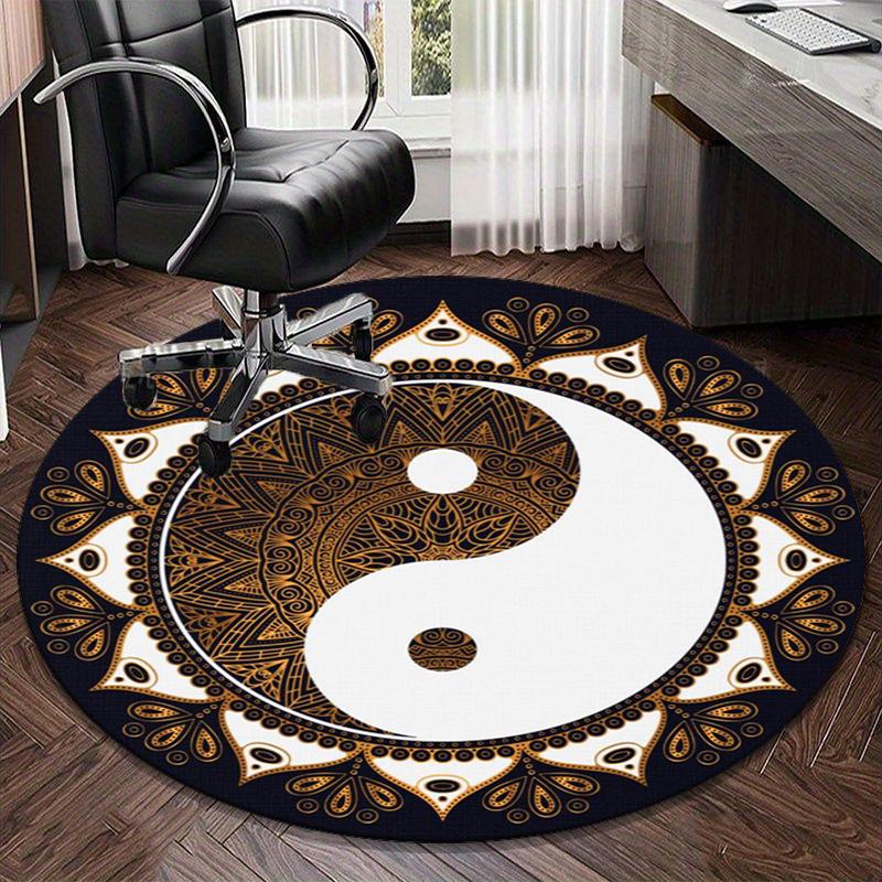 Yin-yang Mandala Design round carpet Chair cushion Round Entryway Rug, Soft Round Rugs for Living Room, Bedroom, Circle Carpet decor gifts