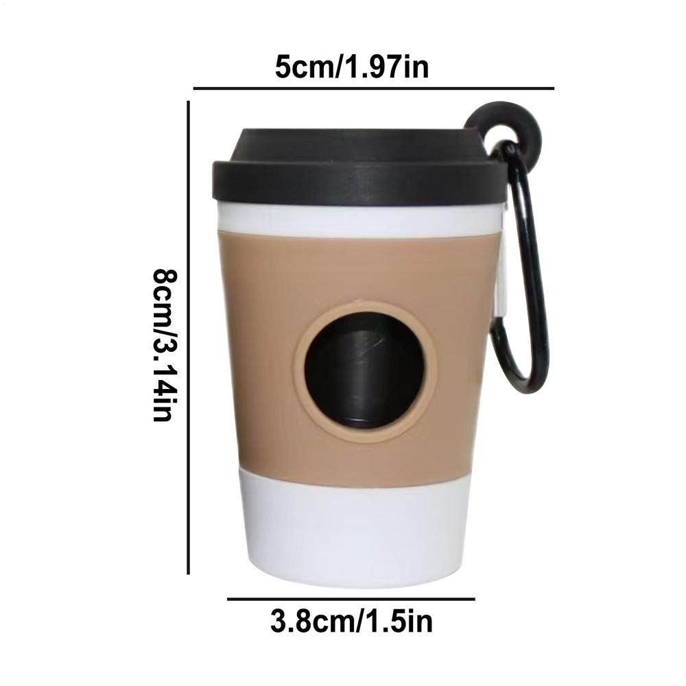 

Coffee Cup Style Dog Poop Bag Holder Dispenser with Carabiner Clip Pet Garbage Carrier for Outdoor Walking Travel коричневий