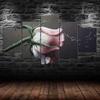 White Red Rose Flower 5 Piece Five Panel Canvas Print Modern Wall Art Poster Home Decor Gift For Him For Her