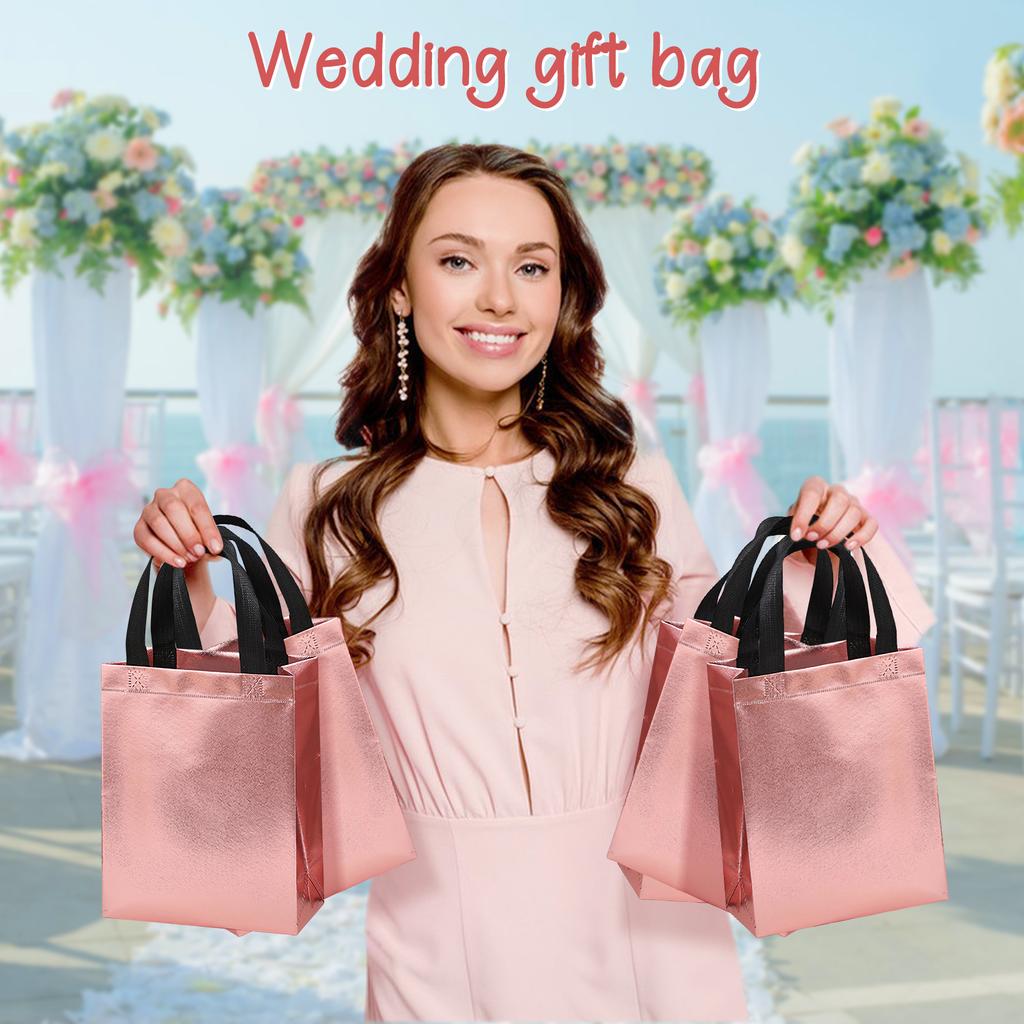 20pcs Gift Bag, Aluminized Film Non Woven Tote Bag Reusable, Shopping Bag Leak Proof Mother's Day, Graduation Gift Packaging Bag