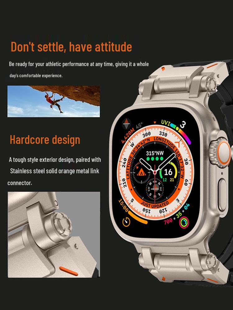 Compatible Silicone Explorer Band for Apple Watch Series 8, 9, and Ultra Models