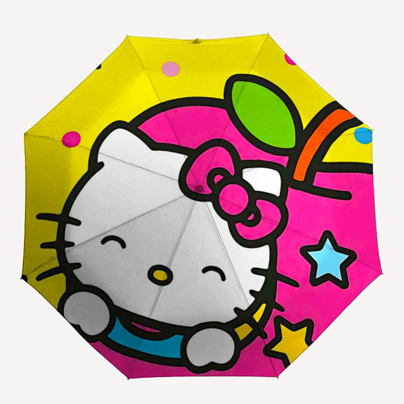 1pc Hello Kitty Automatic Opening/Closing Umbrella with Foldable Design, 8-Bone Iron Frame Outdoor Umbrella, Perfect Gift for Fans, Travelers, Everyda