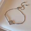 Pulsera coreana ajustable de flor de rombo de circón - Joyería elegante y versátil para mujer