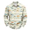 Herren Hawaii Hemd Lockerer Schnitt Langarm Hemd mit Knöpfen Vintage Lässig Sommer Strandhemd