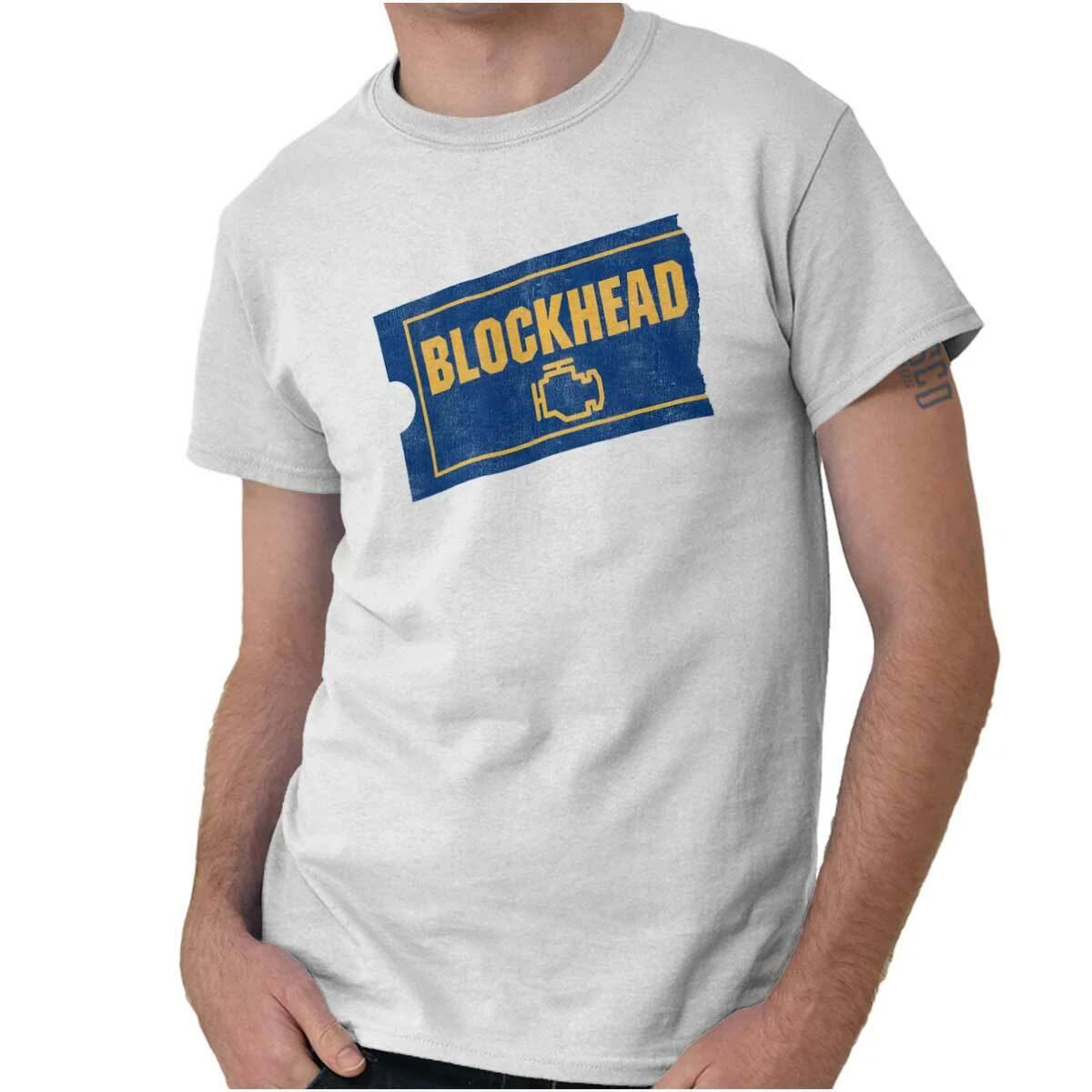 Blockhead Auto Car Mechanic Funny Throwback Womens or Mens Crewneck 100% Cotton T-shirt Mens Tees Top Tee M