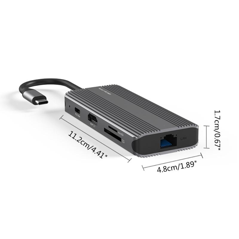 Aluminum TypeC HUB e Rj45 1000M PD100w for HDTV Notebook SSD Adaptador Usb Docking Station