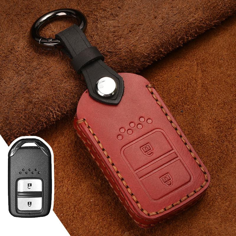 Leather Smart Remote Car Key Case Cover For Honda Vezel City Civic Jazz Brv Br-V Hrv Key Case 2Btn Car Accessories