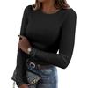 Camicette e camicie con scollo a maniche lunghe con stampa tinta unita primavera autunno moda casual da donna