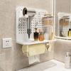 Plastic Hair Dryer Rack Punch Free Pegboard Organizer Practical Wash Face Tissue Box  Kitchen