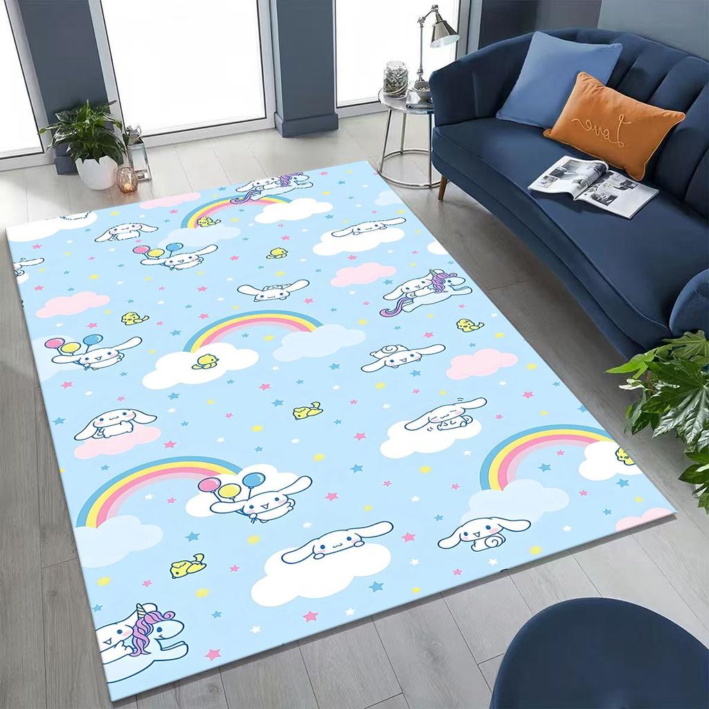 2026 New Cute Cinnamoroll Pompompurin Sanrio Cartoon Rug for Bedroom Living Room Sofa Home Doormat Decor, Kid Non-slip Floor Mat
