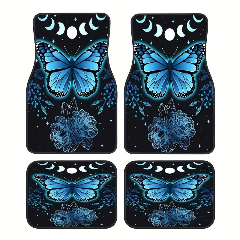 4pcs Fit Car Floor Mats Suitable for /SUVs/Trucks - Non-Slip Butterfly & Flower Design Front & Rear Seats, Durable ANR Rubber Vehicle Floor Liners