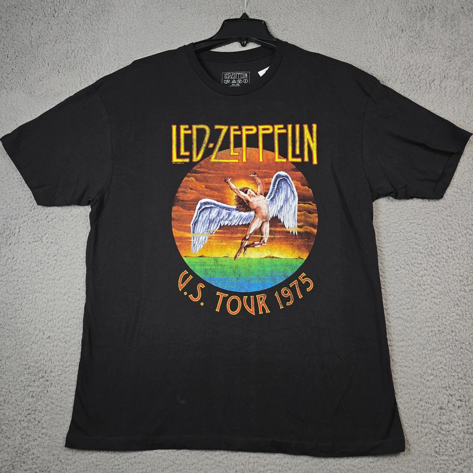 

Led Zeppelin Shirt Mens XXL 2XL Black Rock Music US Tour 75 Concert Retro NWT L