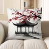 Home Decor Red Plum Blossom Pattern Throw Pillow Cover Pattern Cushion Cover Suitable For Sofa Bedroom Car Pillow Cover