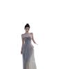Clavicle One-word Shoulder Super Fairy Mesh Tube Top Dress Slim and Thin Sexy Hot Girl Off-the-shoulder Female Summer Long