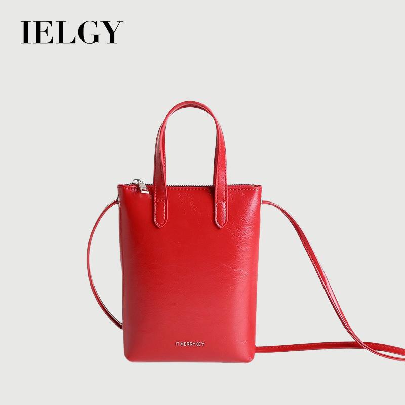 IELGY Soft Leather Portable Small Handbag Commuter Fashionable Women's Cross-body Mobile Phone Bag