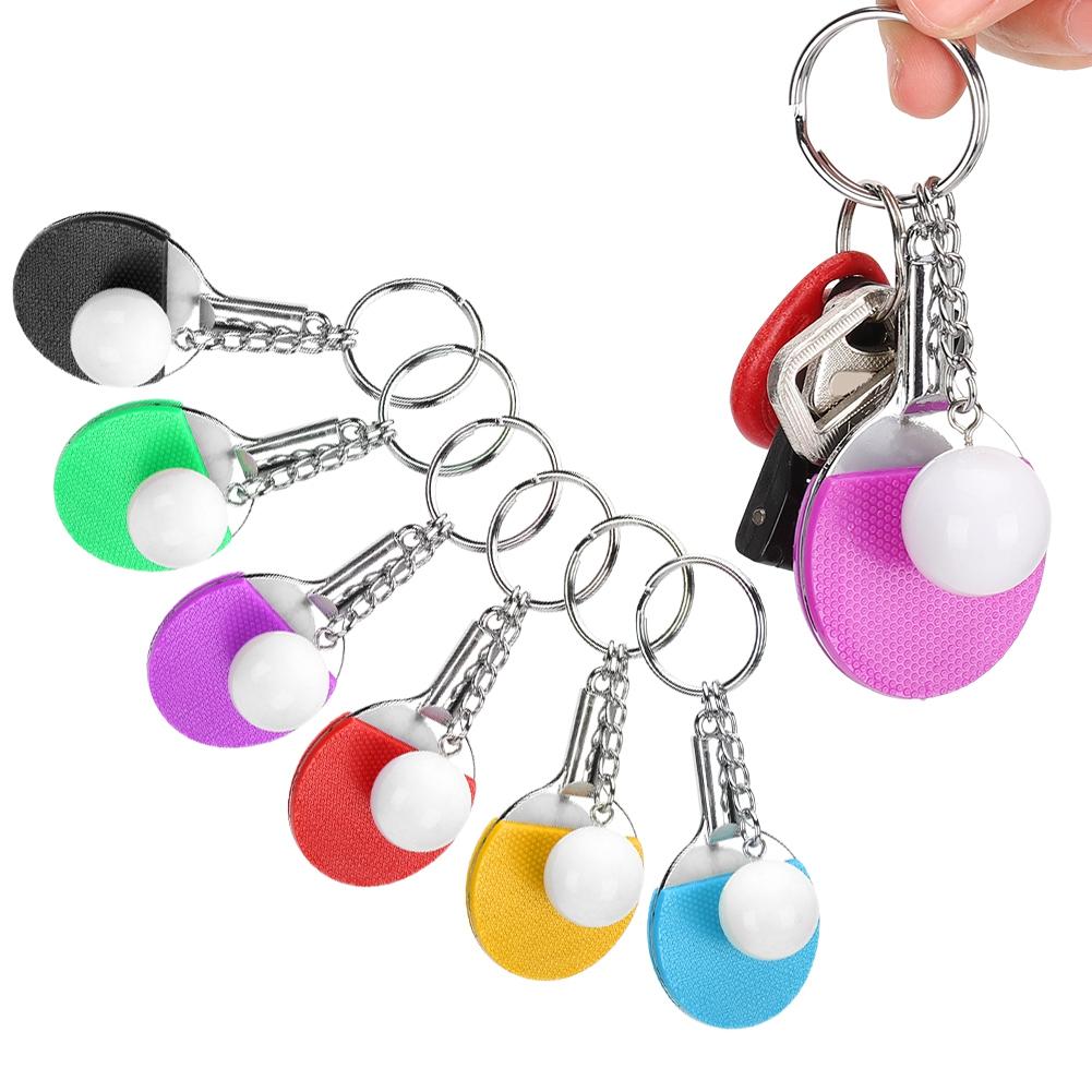 6ks Mini Stolní tenis Raketa Klíčenka Přívěsek na klíče Pingpong Bat Keyfob Taška Závěsy