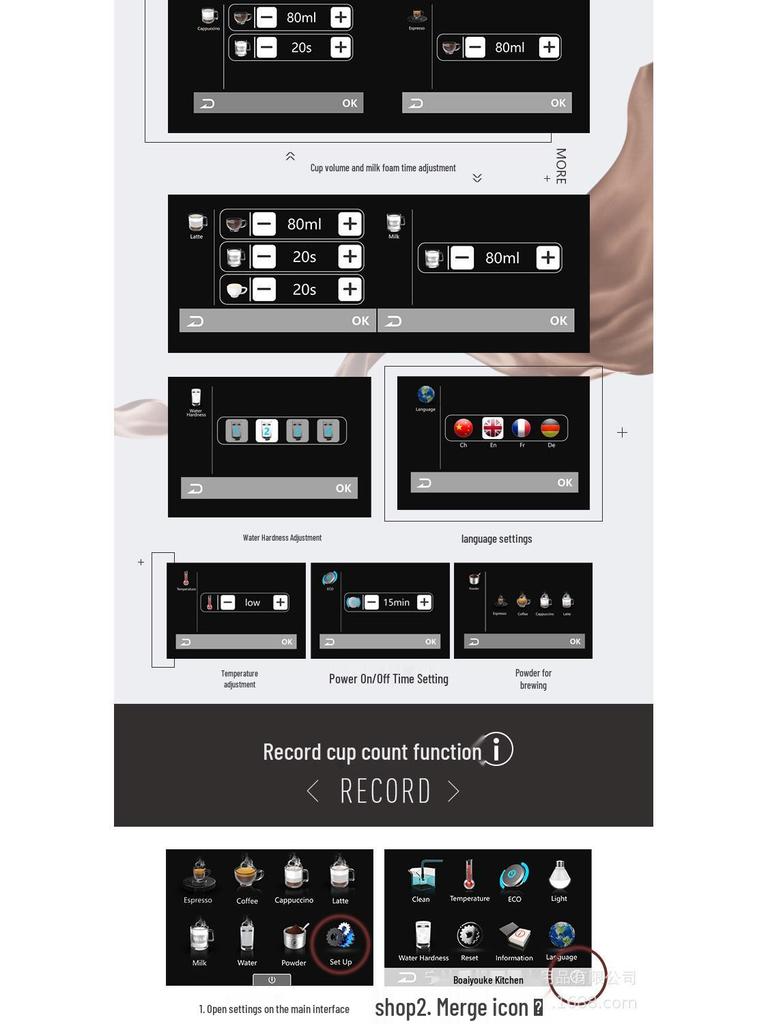 Touchscreen Fancy One-Button Italian Coffee Machine with Bean Grinder, 110V, Fully Automatic for Home Use