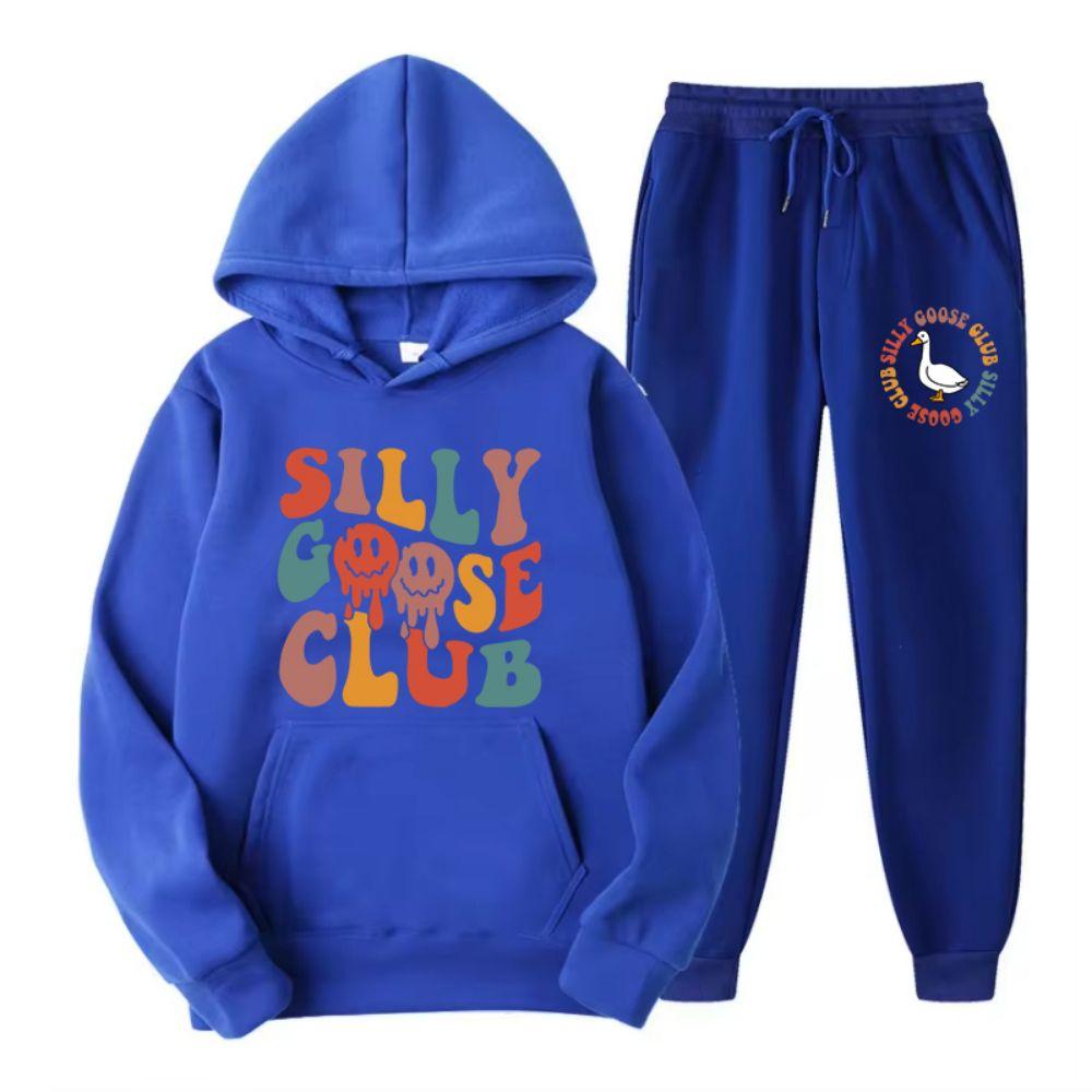 Two Piece Set Street Womens Hoodie Pants Loose Warm Soft Pullover Silly Goose Club Letter Printing Streetwear Clothing