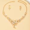 3 pieces of women's trendy tulip flower earrings, necklace, Zircon set, wedding banquet party, holiday gift