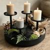 Four-Head Christmas Wreath Metal Candle Holder for Dining Table