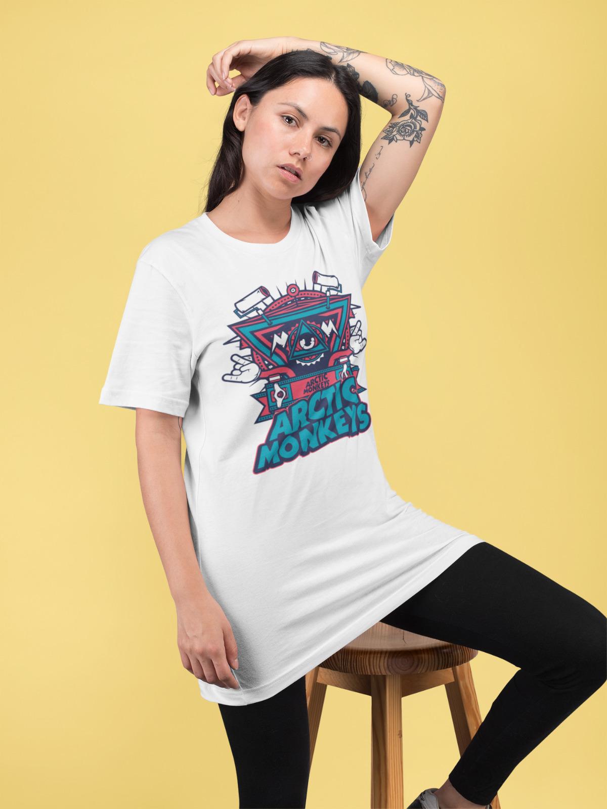 Retro ARCTIC MONKEYS Music Rock 70S Band Cotton Organic Womens Oversized T-Shirt Mens Womens Tees Top S