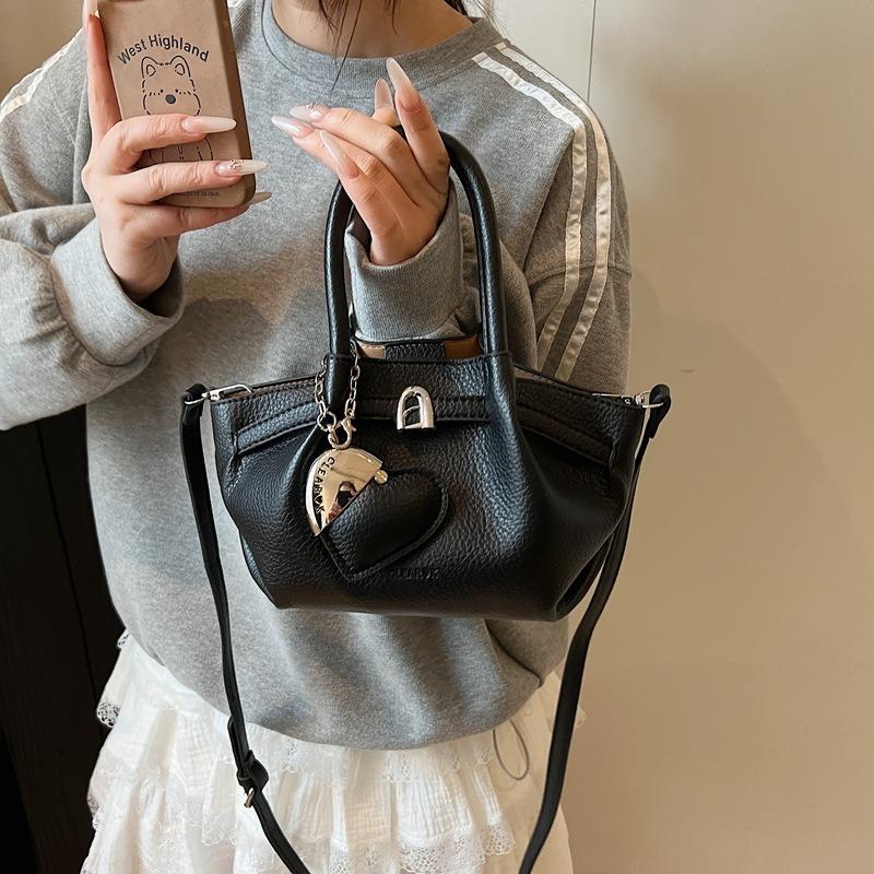 Trendy and Popular Lychee Pattern Bucket Bag, New Temperament Sense, Portable Shoulder Retro Messenger Bag Bag