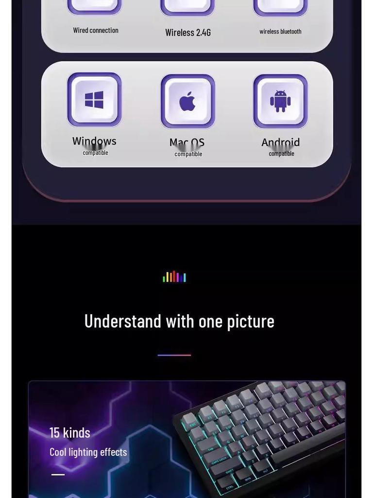 K81 Customizable Three-Mode Side-Engraved Mechanical Keyboard with PBT Two-Color Gradient Luminous Design