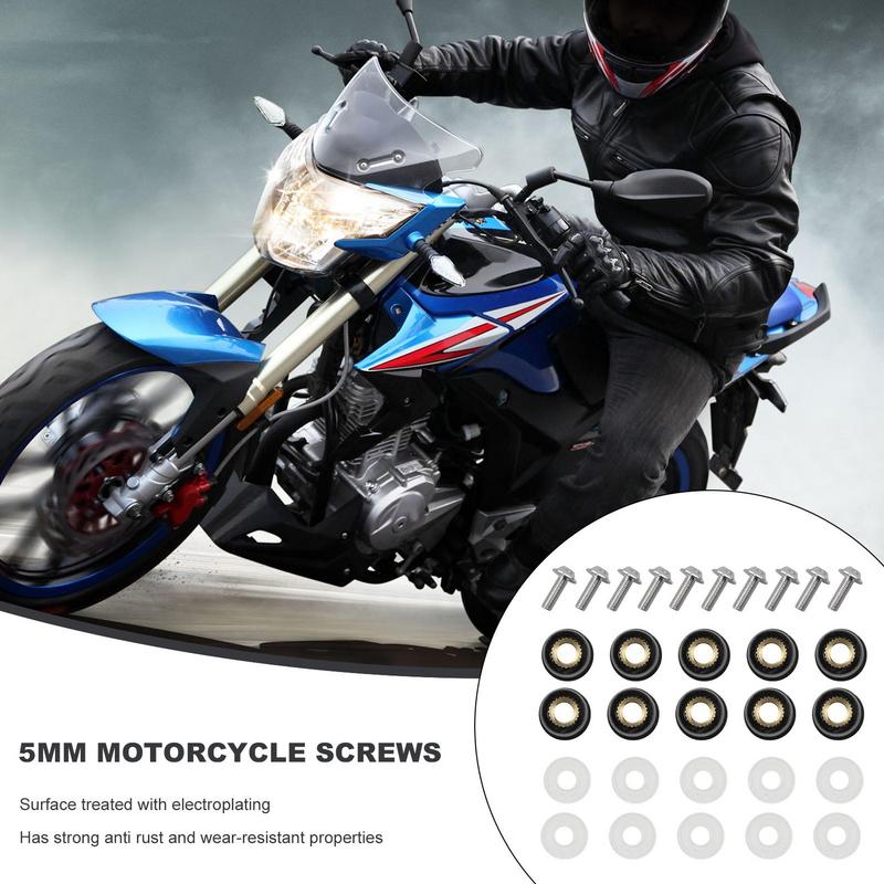 Motorcycle Bolt Kit Fairing Kit 5mm Windscreen Screws Nuts Fairing Bolt Kit Screws Fasteners 10pcs Replacement M5 Bolts & Nuts