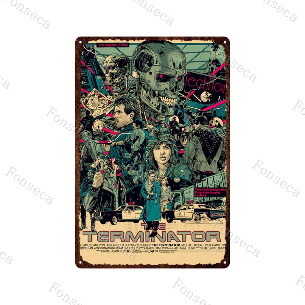 Terminator 2 Movie Metal Poster Tin Sign Classic Movies The Terminator Metal Plates Home Decoration Wall Art Iron Paining