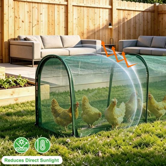 Safe Poultry Enclosure for Outdoors Foldable Chicken Tunnel, Portable Run, Instant Setup, Predator Sunshade Net Run Proof Outdoor Yard Protection