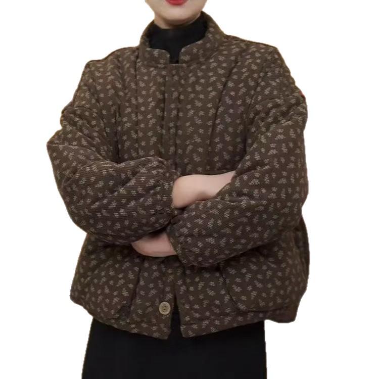 Women's Mid-Age & Elderly Casual Plus-Velvet Warm Jacket - Stylish Cotton Winter Coat