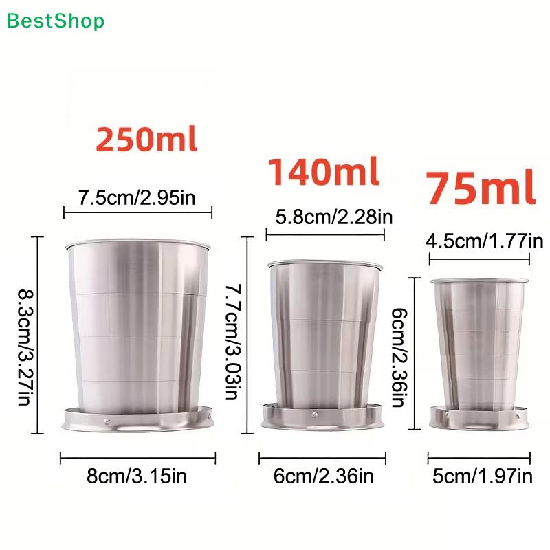 Collapsible Stainless Steel Shot Glass - Foldable Pocket Cup with Keychain, Portable Drinking Cup for Travel/Outdoor