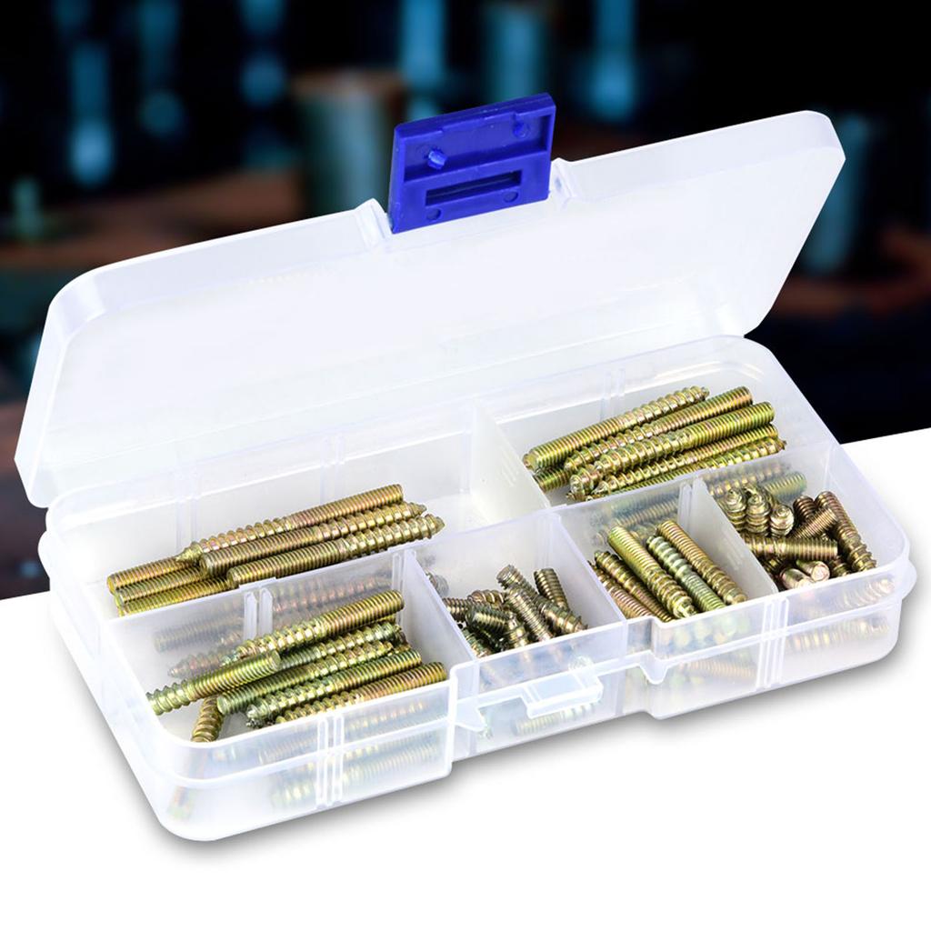 110pcs M4 Dowel Screw Woodworking Furniture Connector Double Ended Screw Hanger Bolt