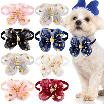 Pet Necklace for Dogs Cats Adjustable Strap Sequins Lace Cat Collar Dogs Accessories Puppy Bow Tie Dress Up Pet Supplies