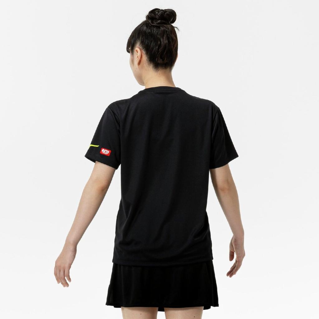 Mizuno Table Tennis Game Short JTTA Yellow Shirt, Sleeve, U-Neck, Unisex, Moisture-Wicking, Quick-Drying, Certified, 82JAA110, Black/Safety