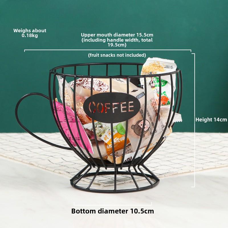

Large Capacity Coffee Pod Holder Mug Shape Iron Fruit Basket Coffee Bar Accessories Desktop Storage Display Rack
