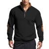Men's Fleece-Lined Zip-Up Stand Collar Patchwork Contrast Colour Henley Long-Sleeved Casual Sweatshirt for Autumn/Winter