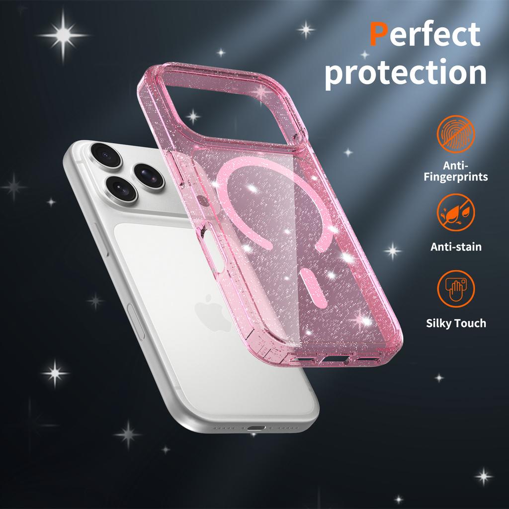 Sanfeng für Apple 16 Handyhülle für IPhone 17 Pro Flash-Puder Hohe Transparenz Anti-Fall Schutzhülle 15pm Schutzhülle